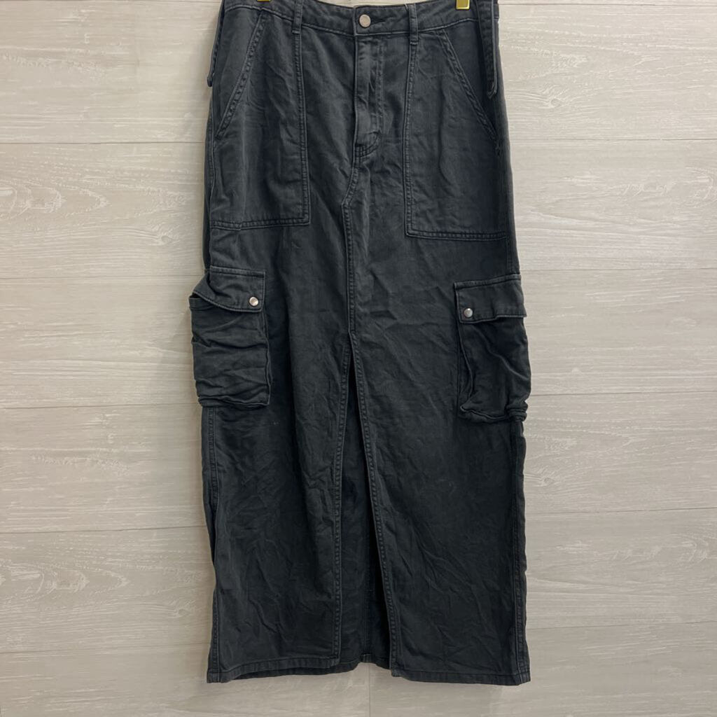 Chaser Grey Denim Cargo Maxi Skirt Small