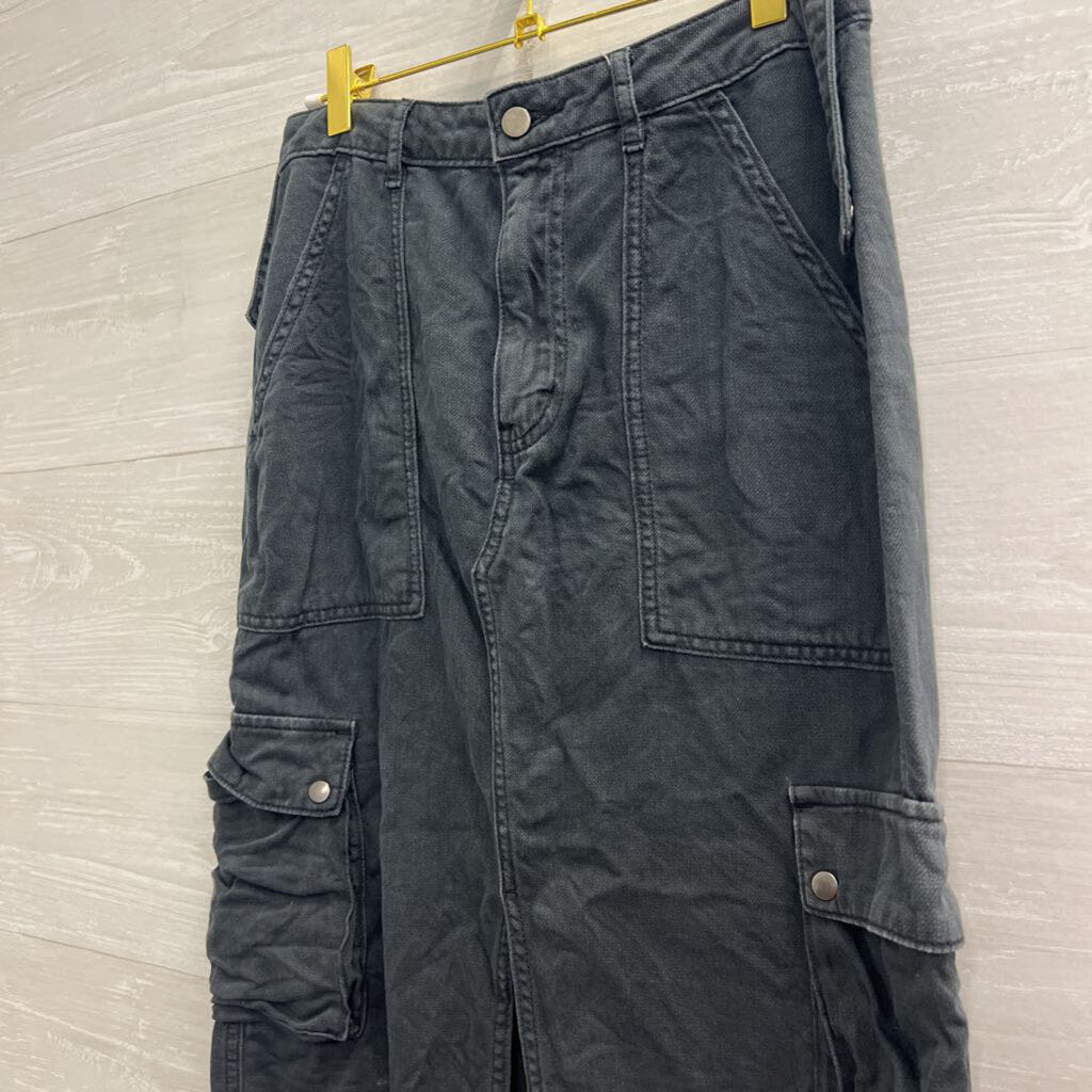 Chaser Grey Denim Cargo Maxi Skirt Small