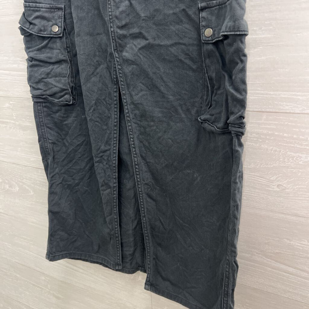 Chaser Grey Denim Cargo Maxi Skirt Small