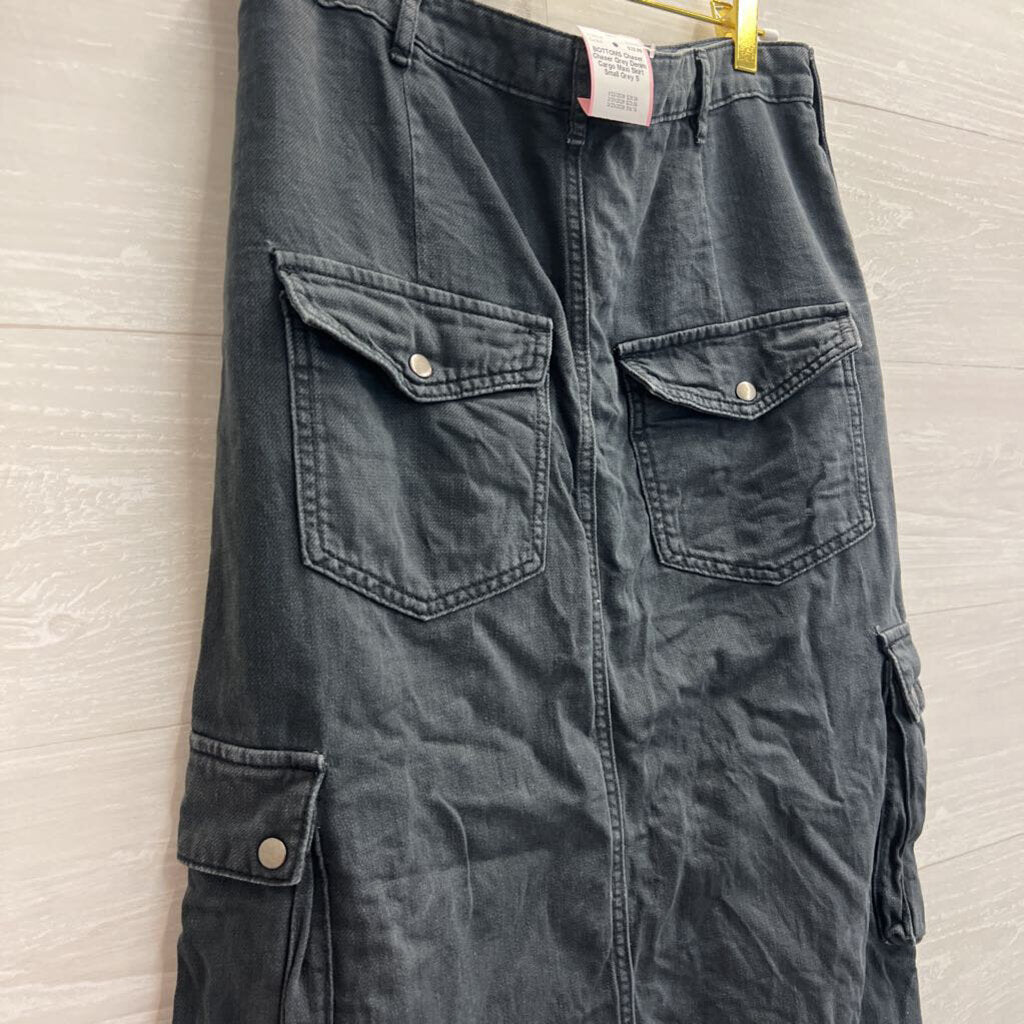 Chaser Grey Denim Cargo Maxi Skirt Small