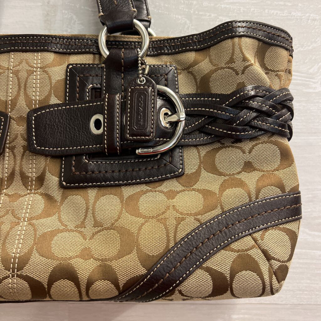 Coach Brown Soho Signature Jacquard Leather Satchel Purse