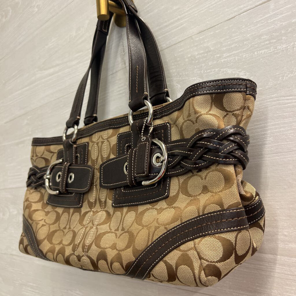 Coach Brown Soho Signature Jacquard Leather Satchel Purse