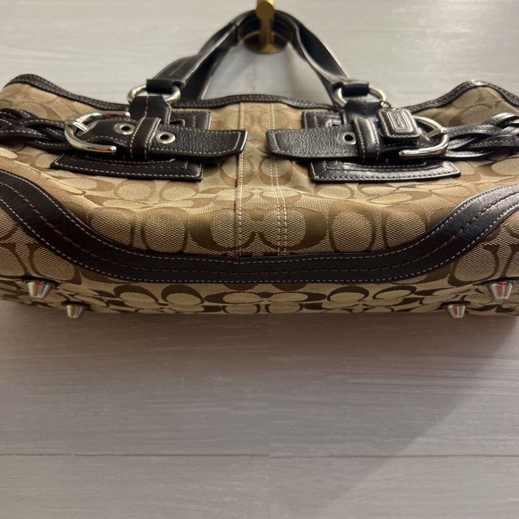 Coach Brown Soho Signature Jacquard Leather Satchel Purse