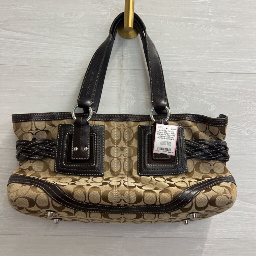 Coach Brown Soho Signature Jacquard Leather Satchel Purse