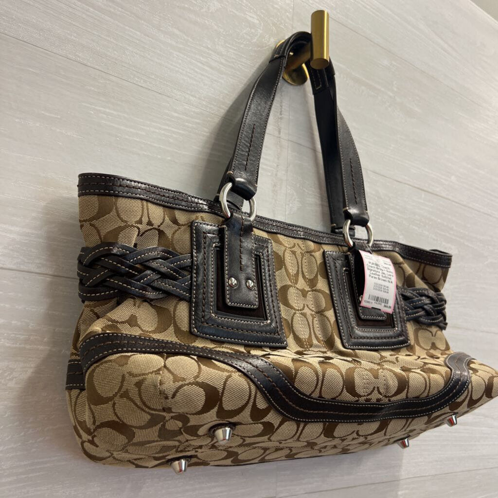 Coach Brown Soho Signature Jacquard Leather Satchel Purse