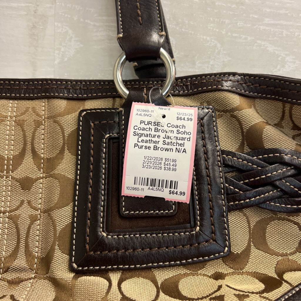 Coach Brown Soho Signature Jacquard Leather Satchel Purse