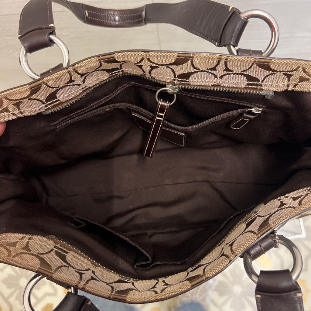 Coach Brown Soho Signature Jacquard Leather Satchel Purse