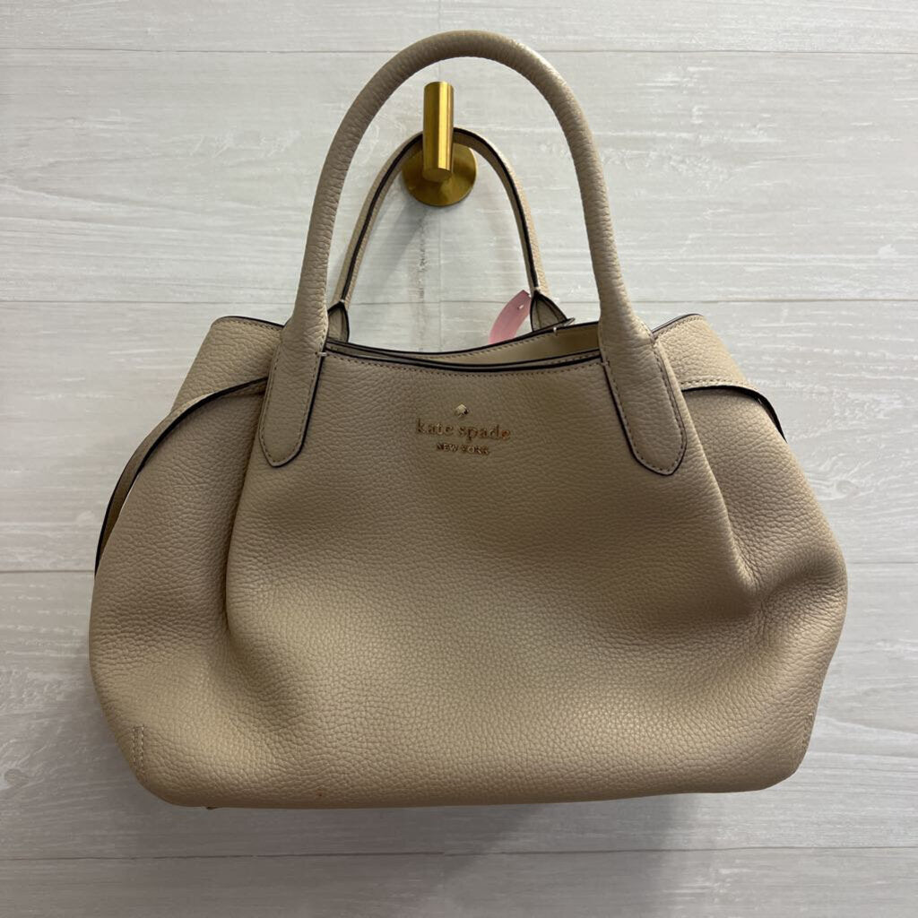 Kate Spade Beige Pebbled Leather Dumpling Large Satchel Purse