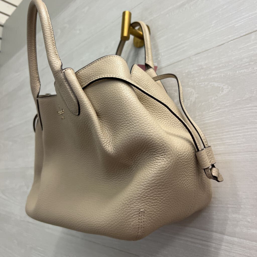 Kate Spade Beige Pebbled Leather Dumpling Large Satchel Purse