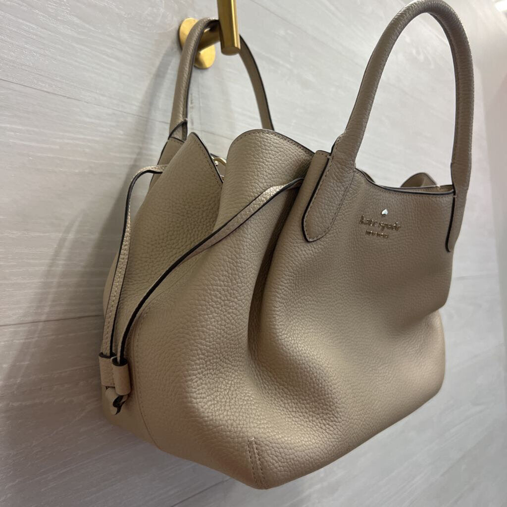 Kate Spade Beige Pebbled Leather Dumpling Large Satchel Purse