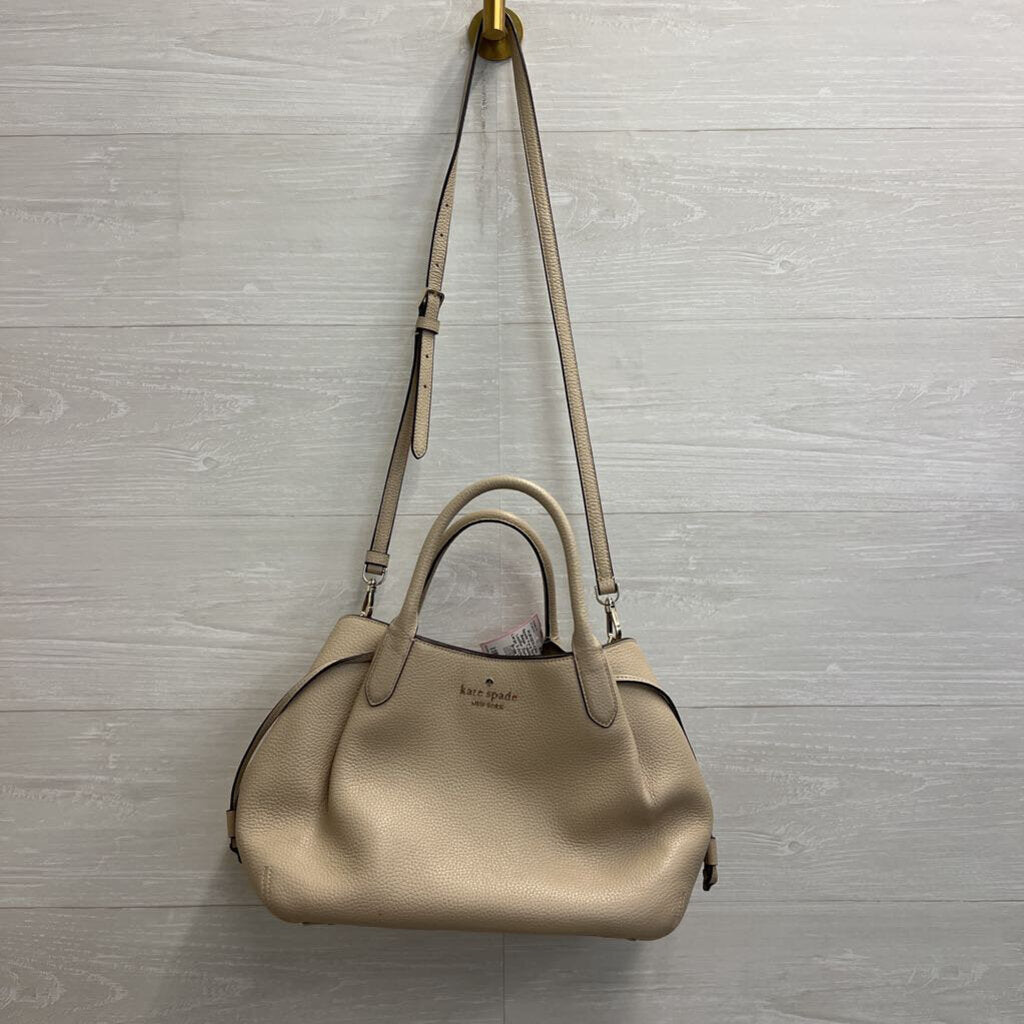 Kate Spade Beige Pebbled Leather Dumpling Large Satchel Purse