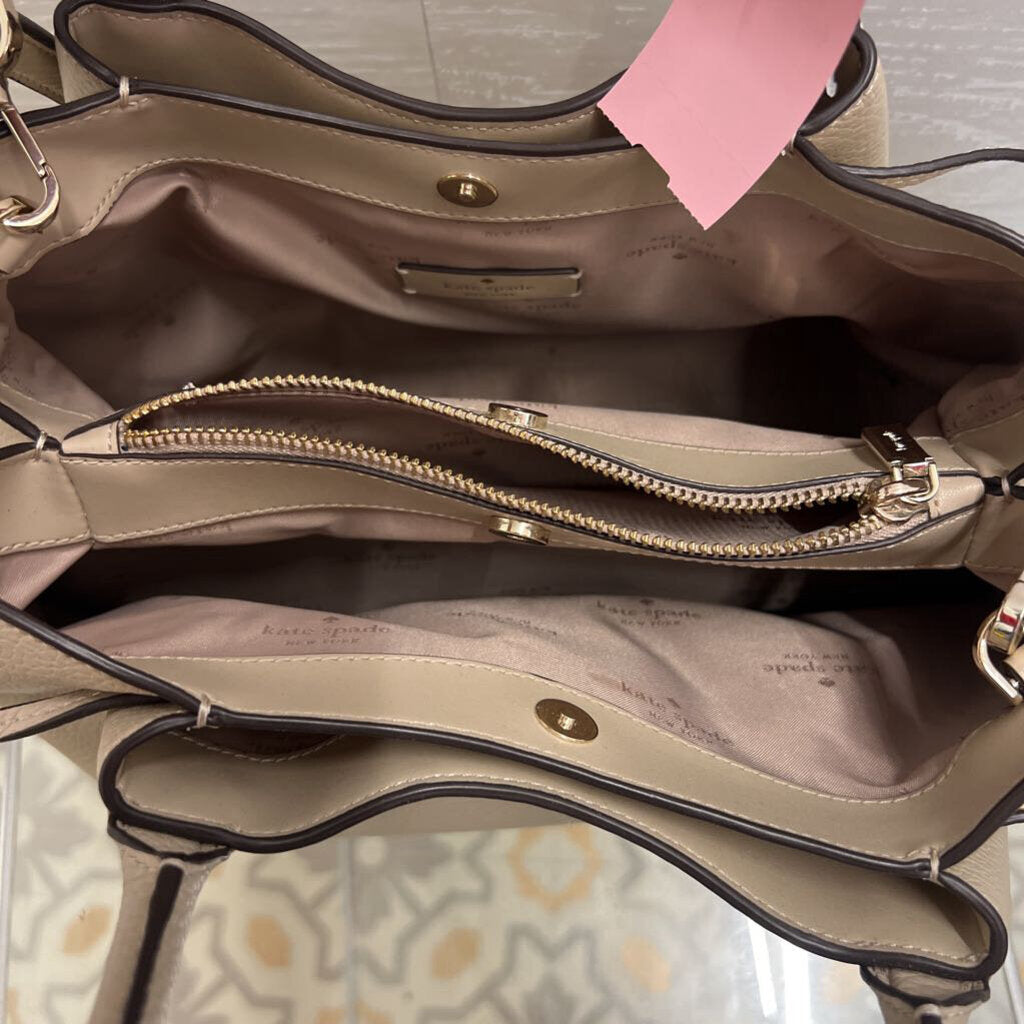 Kate Spade Beige Pebbled Leather Dumpling Large Satchel Purse