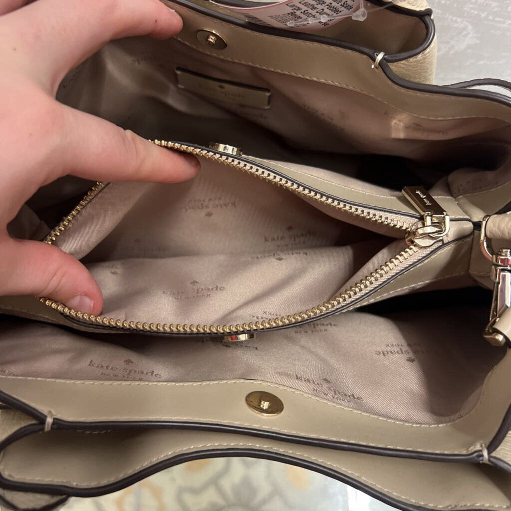 Kate Spade Beige Pebbled Leather Dumpling Large Satchel Purse