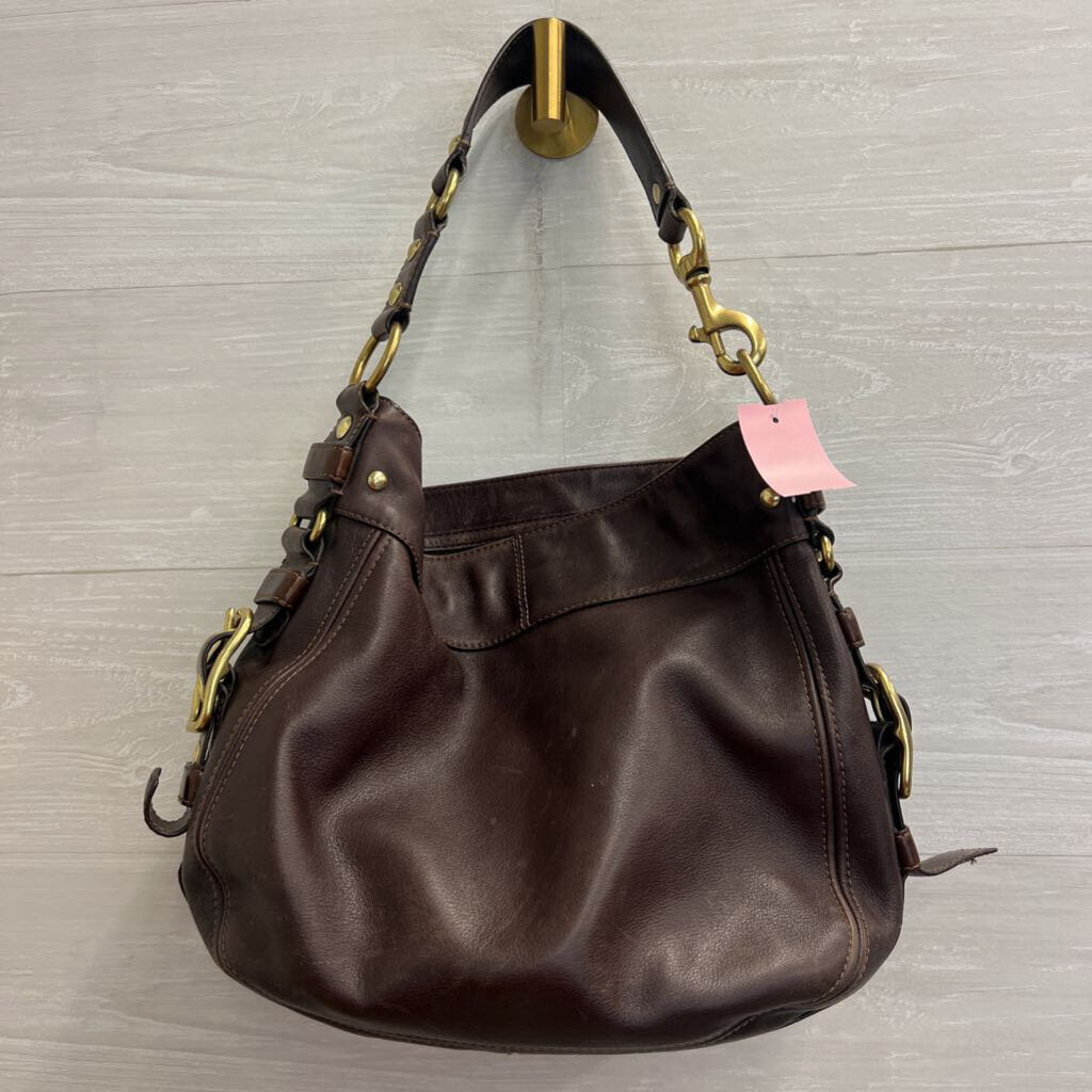 Vintage Coach Brown Distressed Leather Zoe Shoulder Purse