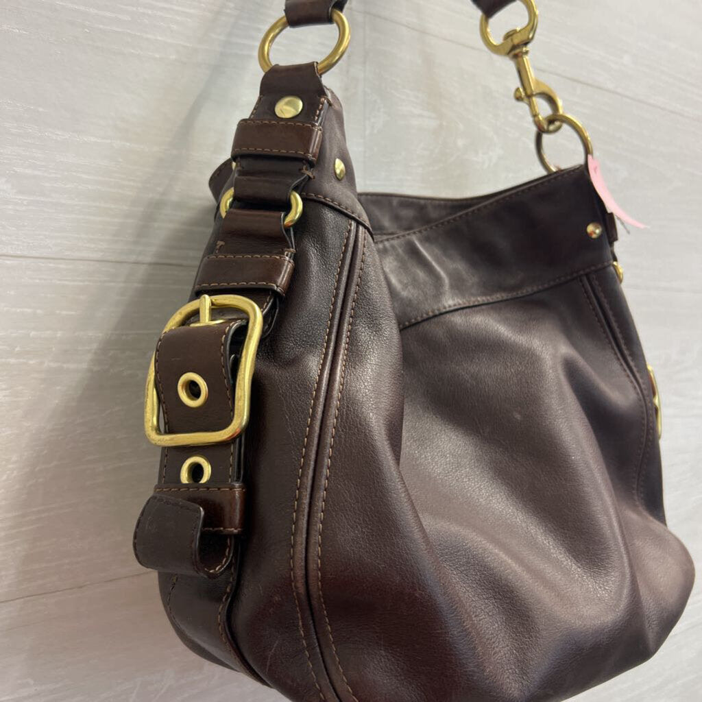 Vintage Coach Brown Distressed Leather Zoe Shoulder Purse