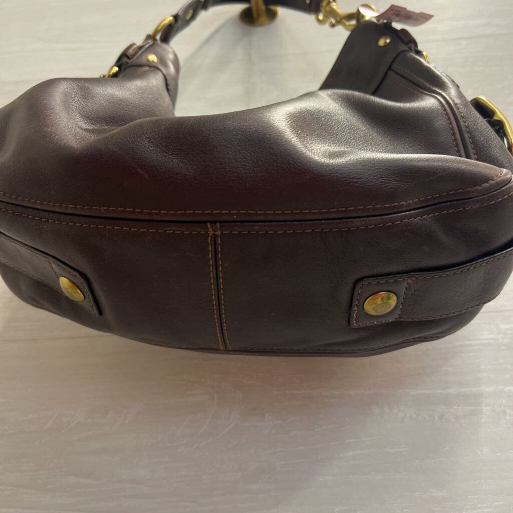 Vintage Coach Brown Distressed Leather Zoe Shoulder Purse