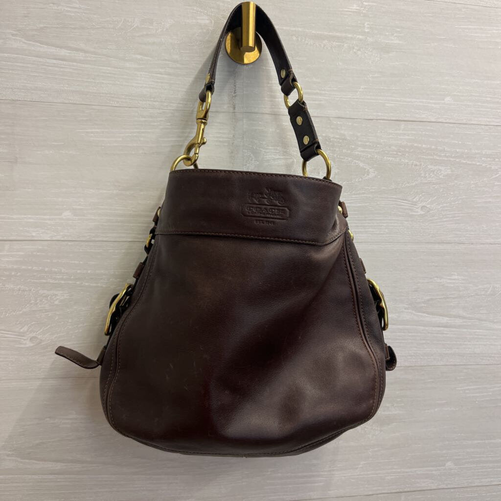 Vintage Coach Brown Distressed Leather Zoe Shoulder Purse