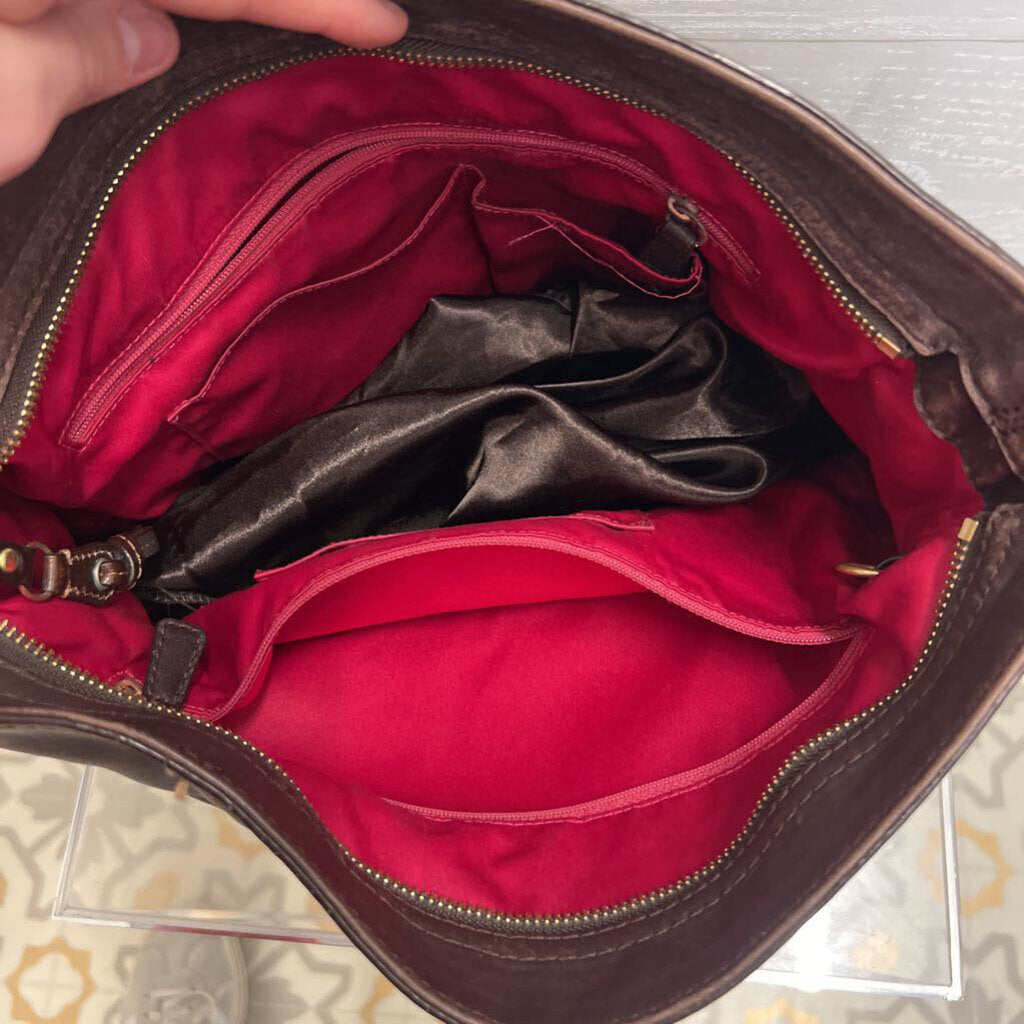 Vintage Coach Brown Distressed Leather Zoe Shoulder Purse