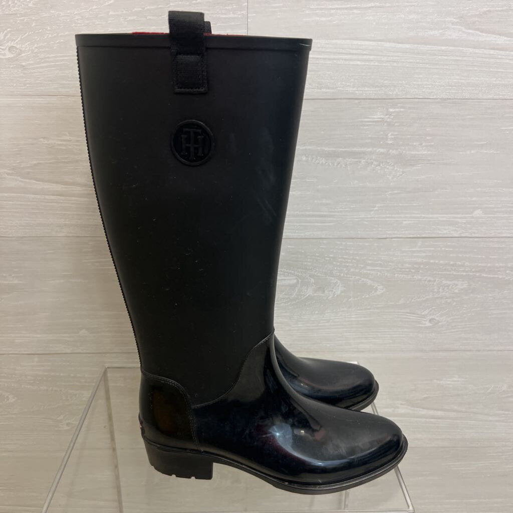Tommy Hilfiger Black Karissa Pull On Rain Boots 9
