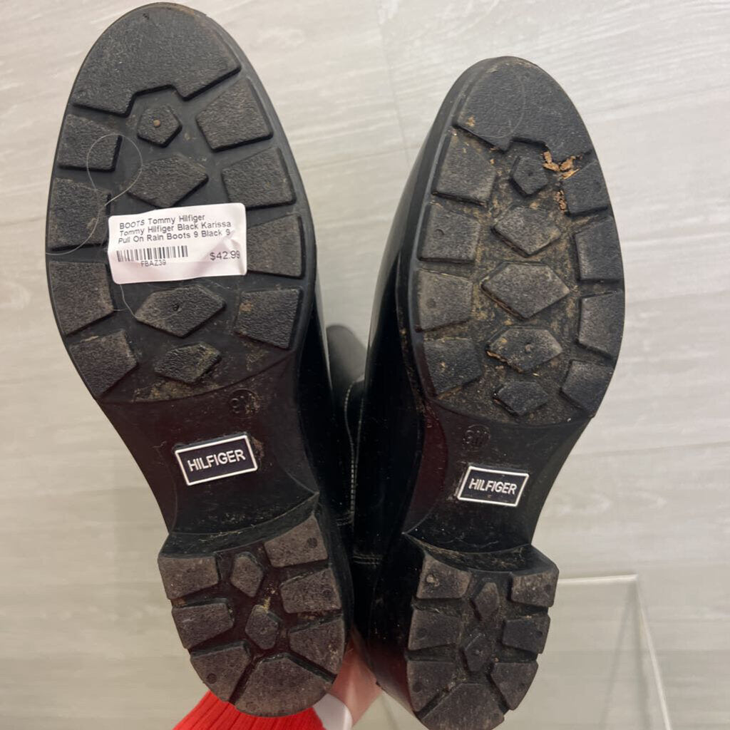 Tommy Hilfiger Black Karissa Pull On Rain Boots 9