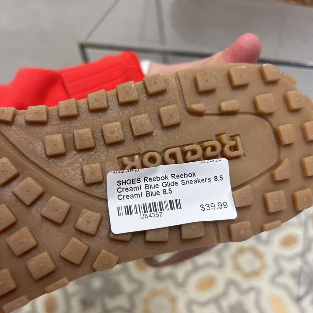 Reebok Cream/ Blue Glide Sneakers 8.5