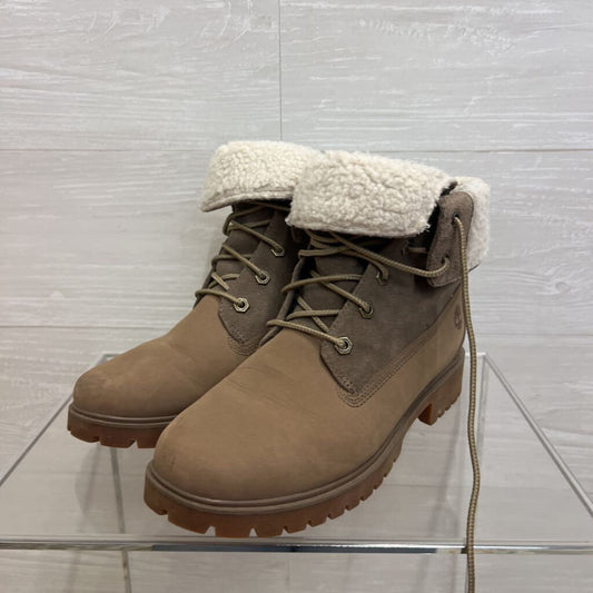 Timberland Light Brown Jayne Waterproof Teddy Fleece Fold Down Boots 8.5