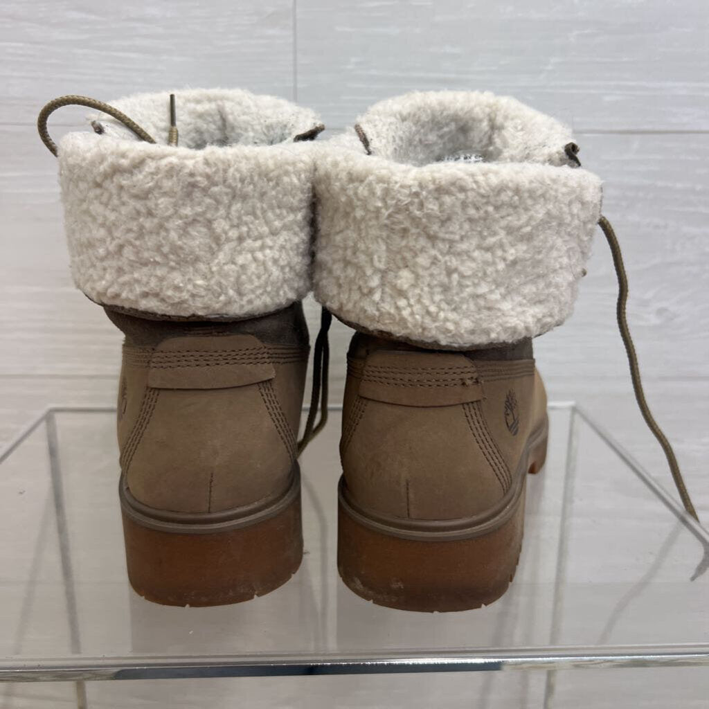 Timberland Light Brown Jayne Waterproof Teddy Fleece Fold Down Boots 8.5