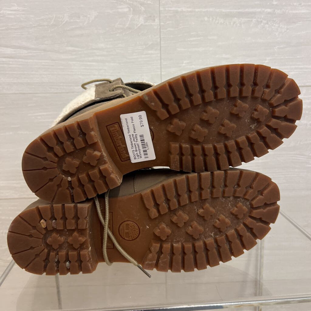 Timberland Light Brown Jayne Waterproof Teddy Fleece Fold Down Boots 8.5