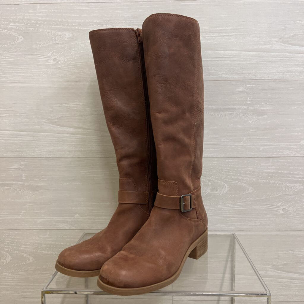 Lucky Brand Brown Leather Inifita Tall Riding Boots 9
