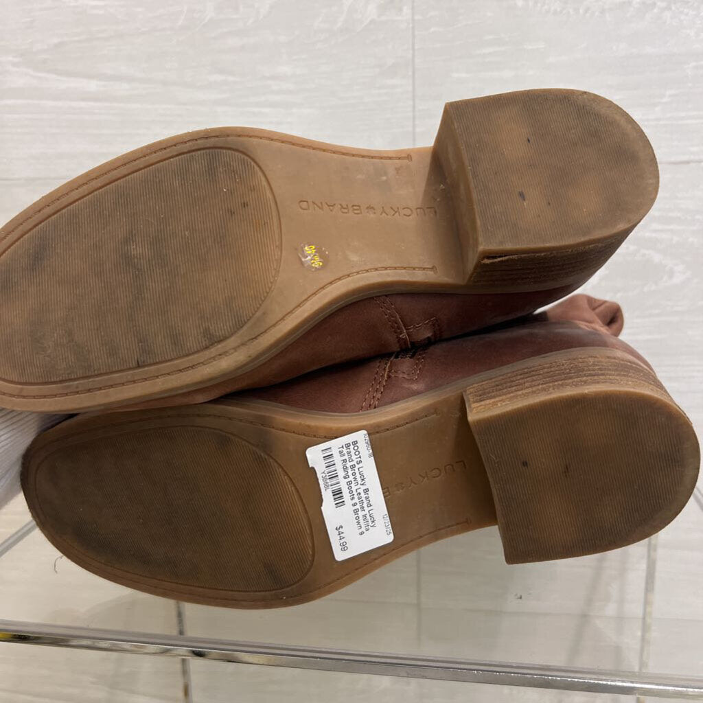 Lucky Brand Brown Leather Inifita Tall Riding Boots 9