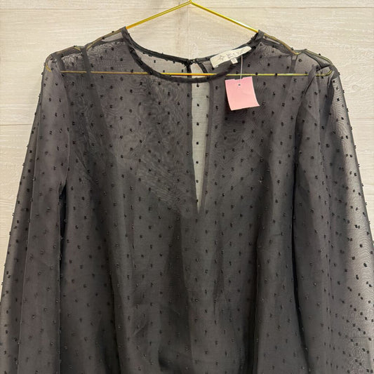 WAYF Black Dot Detail Long Sleeve Bodysuit Top Medium