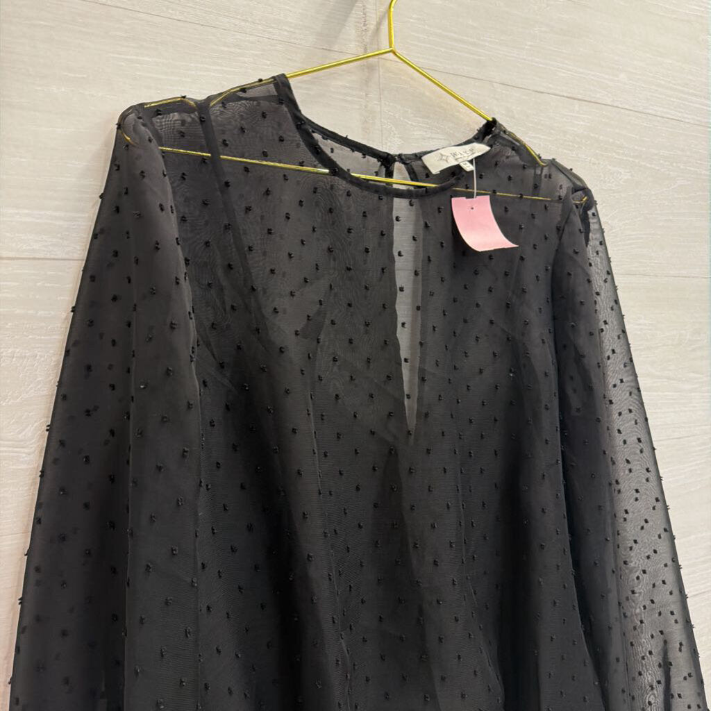 WAYF Black Dot Detail Long Sleeve Bodysuit Top Medium