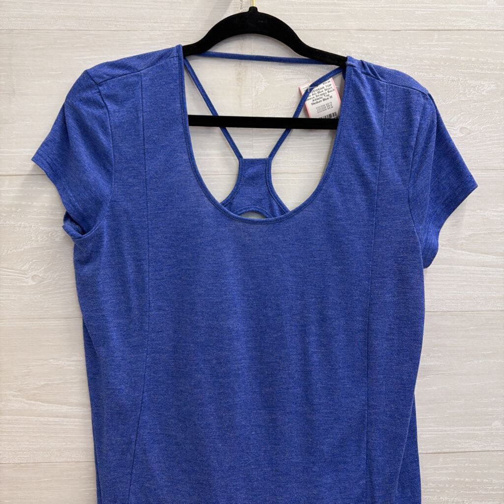Alo Blue Short Sleeve Strappy Back Athletic Top Medium