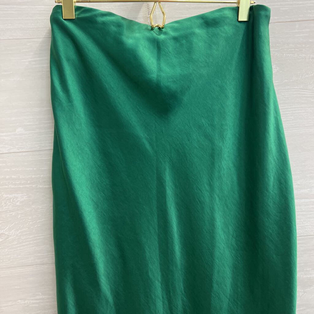 Skies are Blue Green Silky Midi Skirt Medium