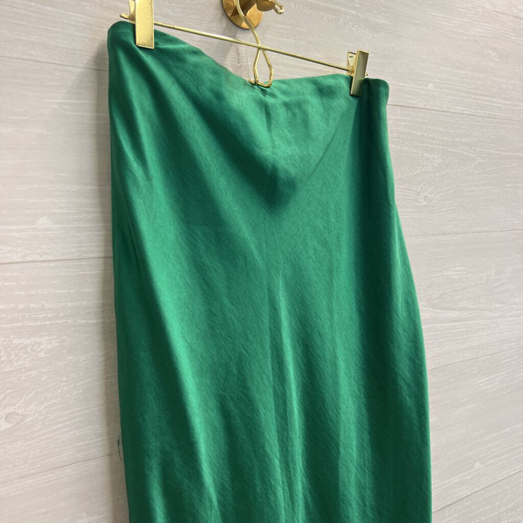 Skies are Blue Green Silky Midi Skirt Medium