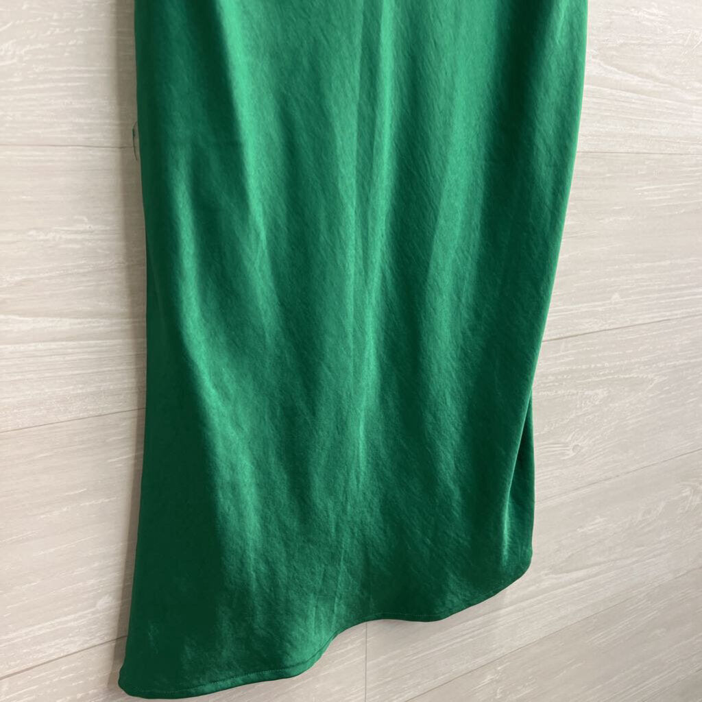 Skies are Blue Green Silky Midi Skirt Medium