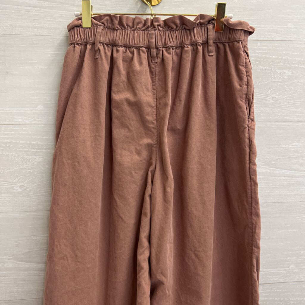 American Eagle Pink Soft Ribbed High Waisted Wide Leg Pull On Pants Small