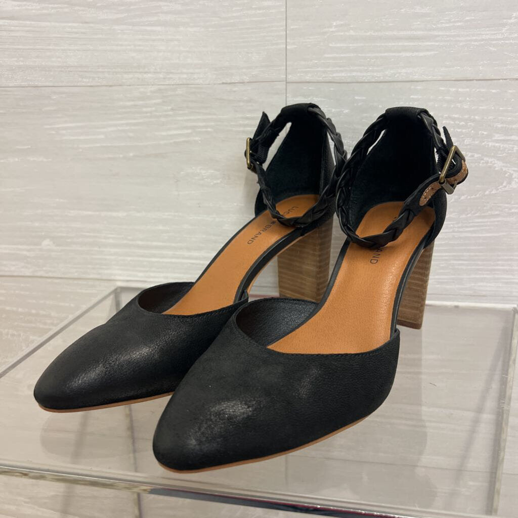 Lucky Brand Black Kahoma Pump Ankle Strap Heels 9
