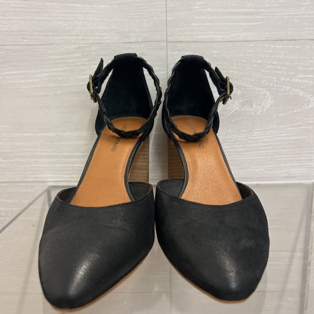 Lucky Brand Black Kahoma Pump Ankle Strap Heels 9