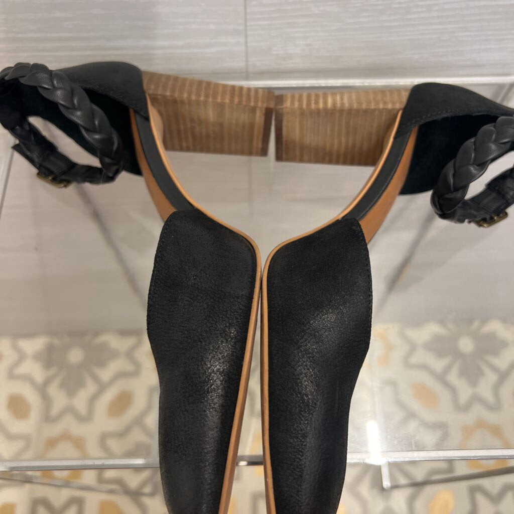 Lucky Brand Black Kahoma Pump Ankle Strap Heels 9