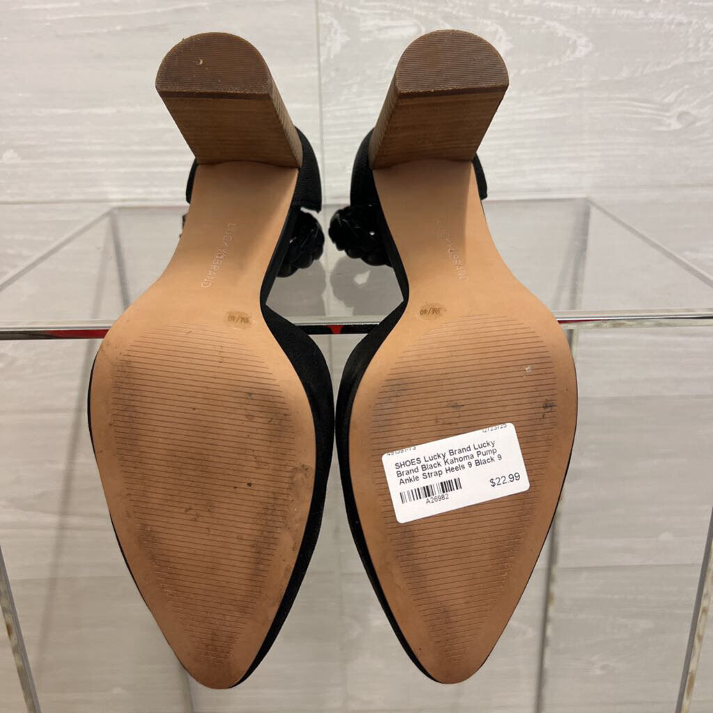 Lucky Brand Black Kahoma Pump Ankle Strap Heels 9