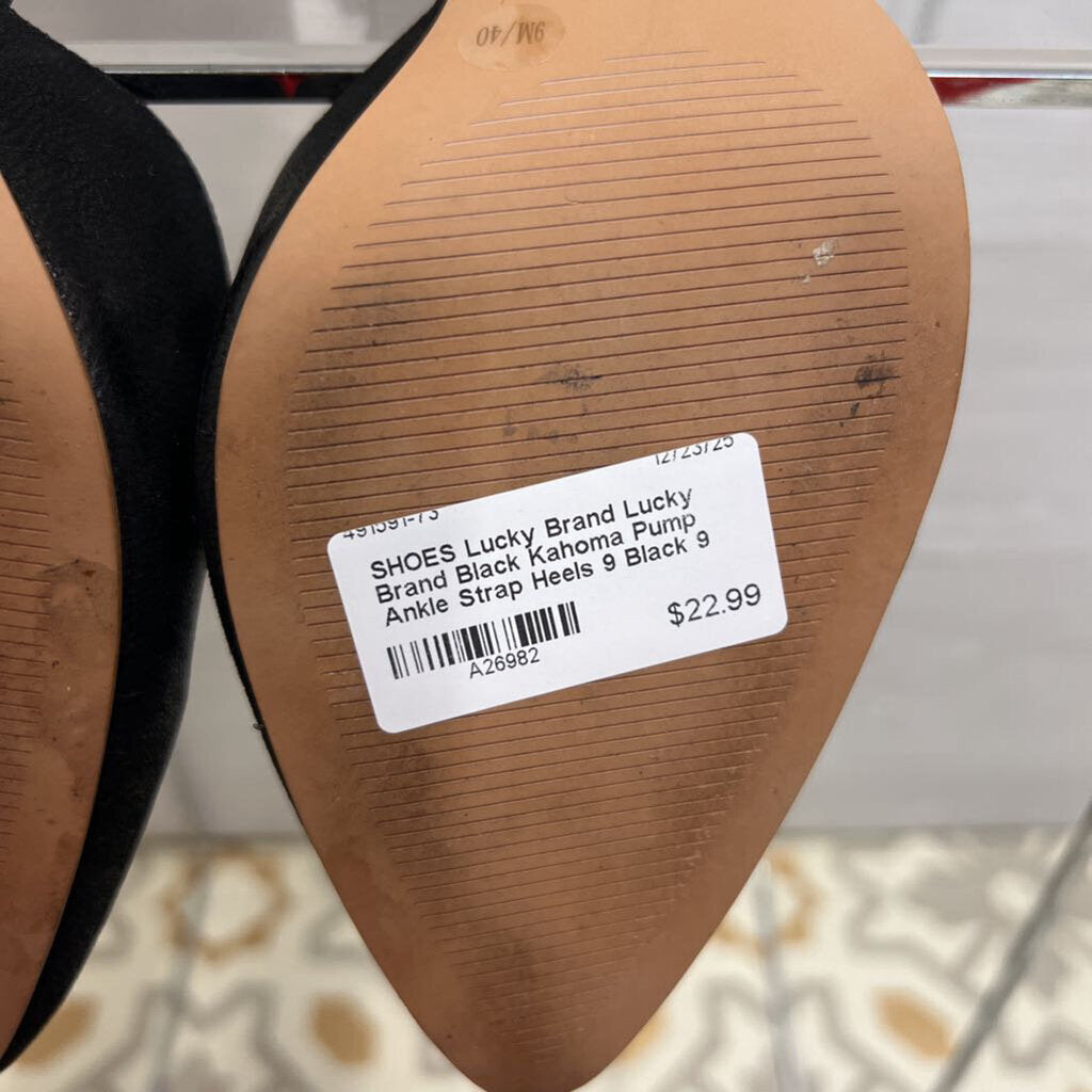 Lucky Brand Black Kahoma Pump Ankle Strap Heels 9