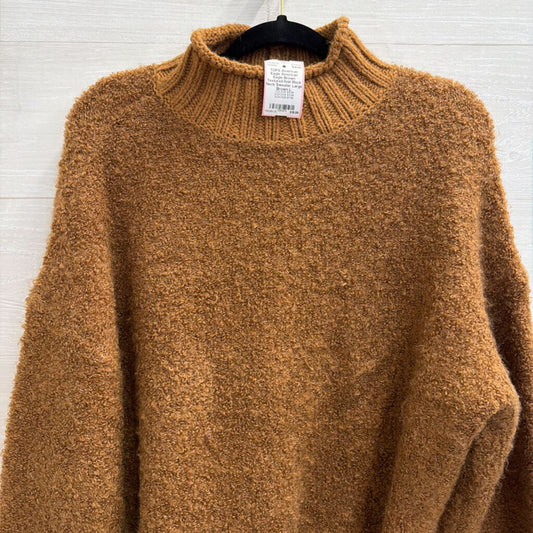 American Eagle Brown Textured Knit Mock Neck Sweater Large