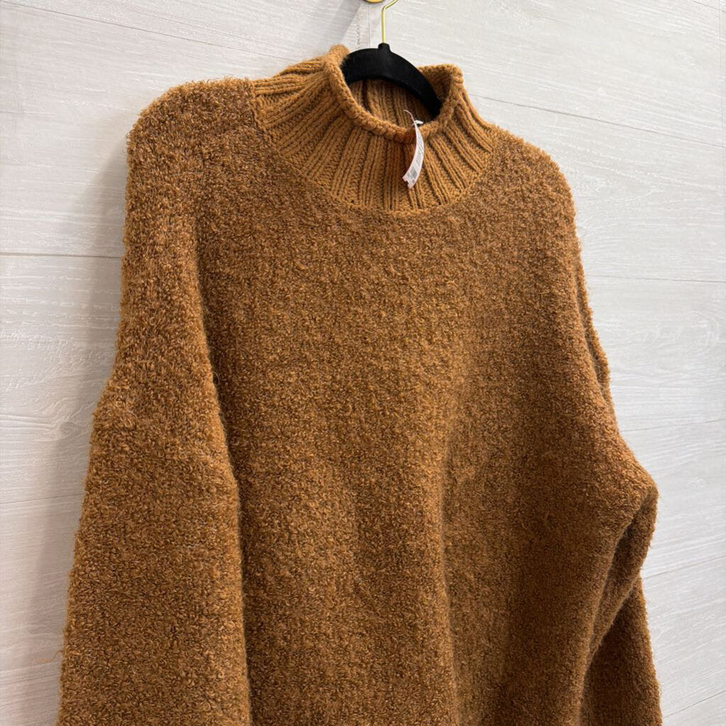 American Eagle Brown Textured Knit Mock Neck Sweater Large