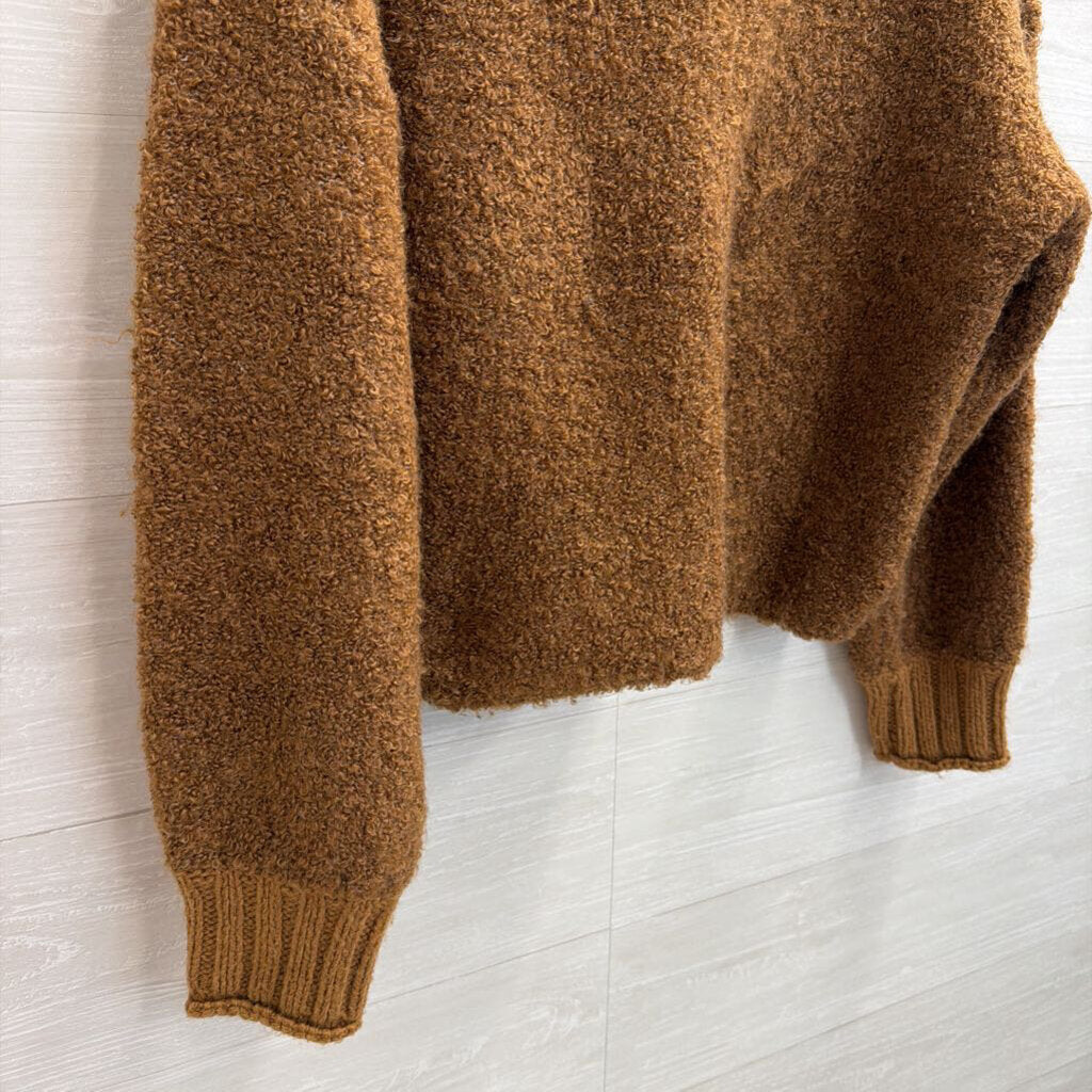 American Eagle Brown Textured Knit Mock Neck Sweater Large