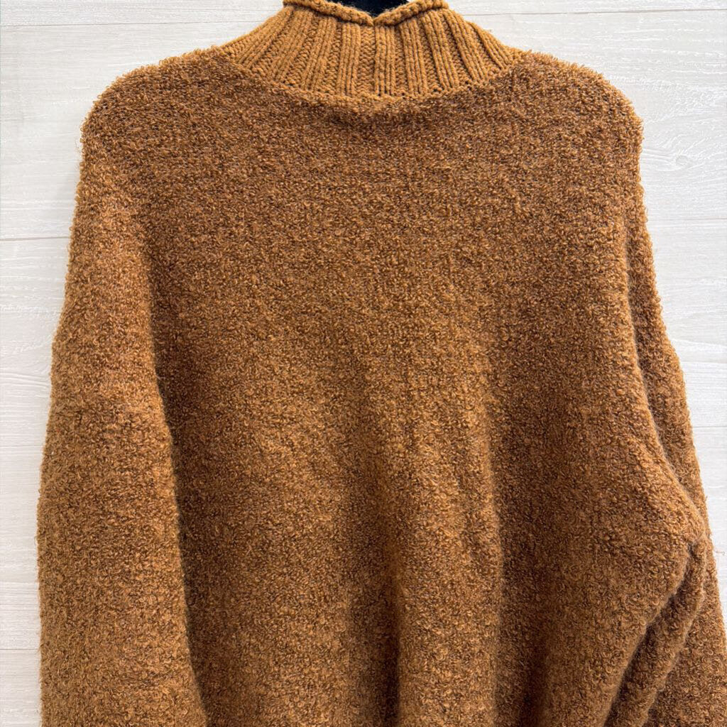 American Eagle Brown Textured Knit Mock Neck Sweater Large