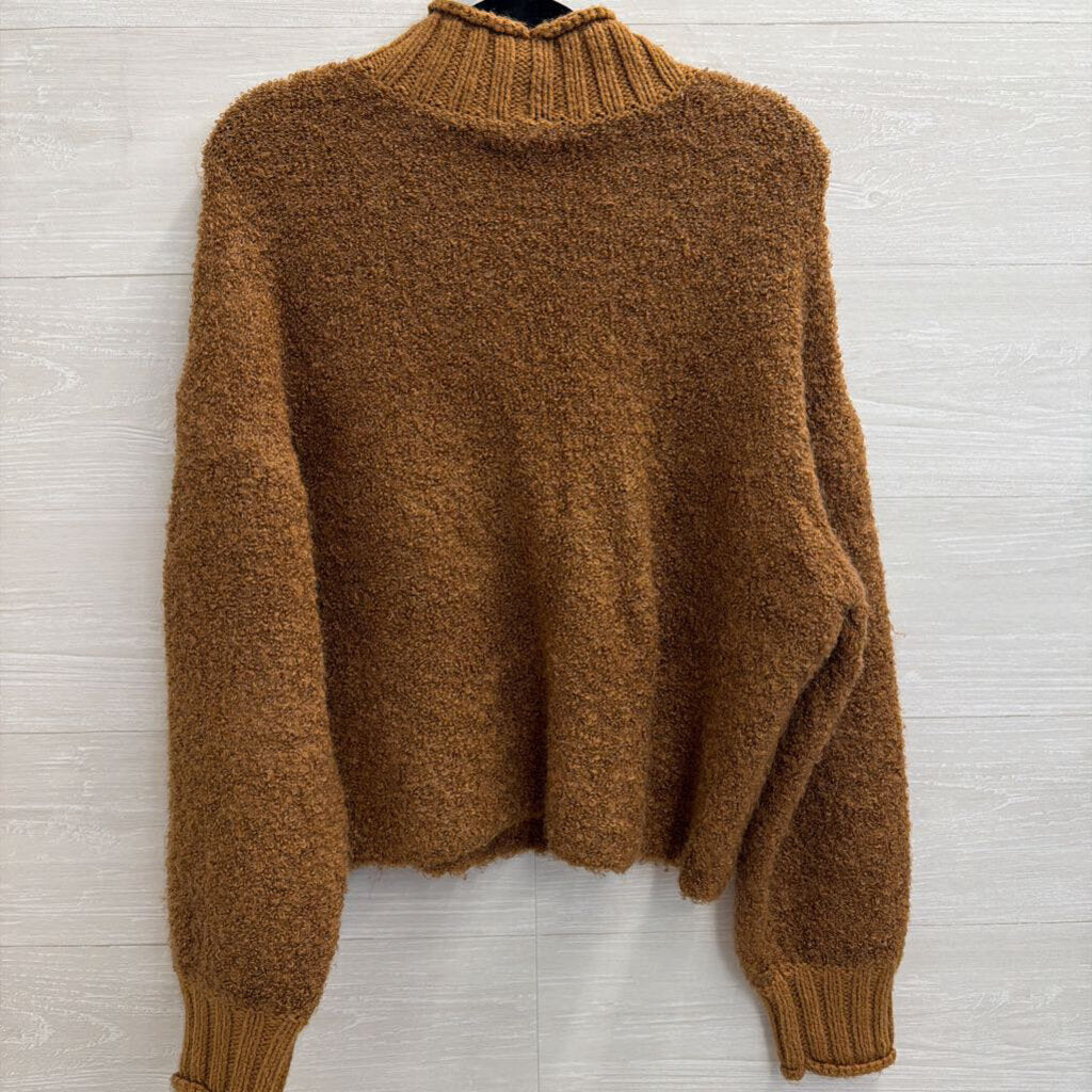 American Eagle Brown Textured Knit Mock Neck Sweater Large