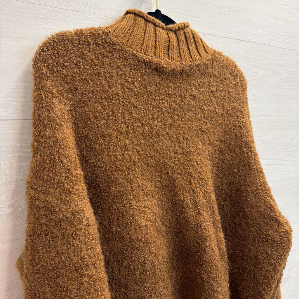 American Eagle Brown Textured Knit Mock Neck Sweater Large