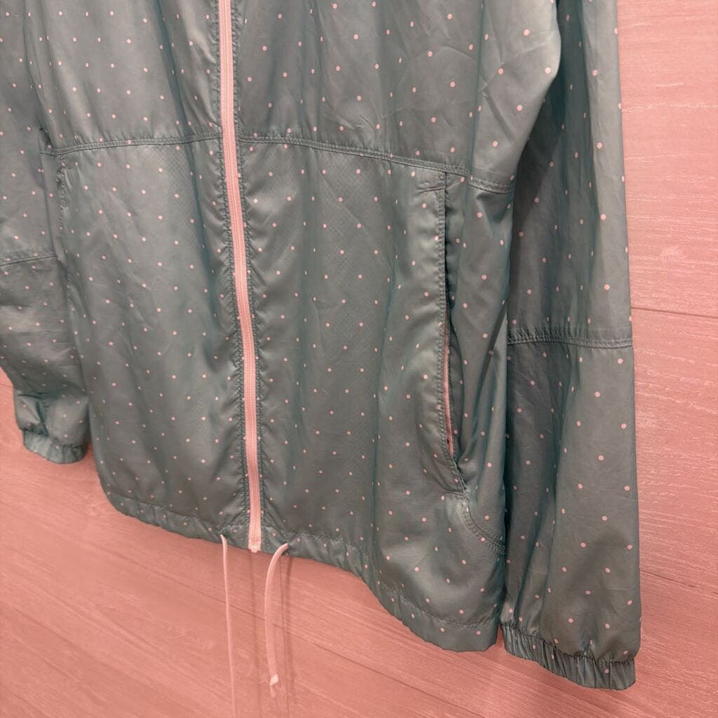 Columbia Blue/ White Polka Dot Windbreaker Jacket Large