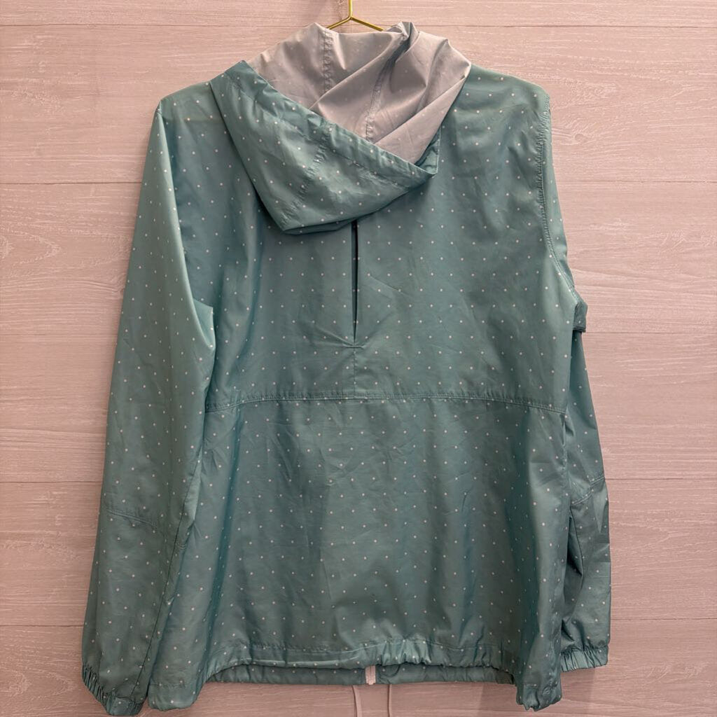 Columbia Blue/ White Polka Dot Windbreaker Jacket Large